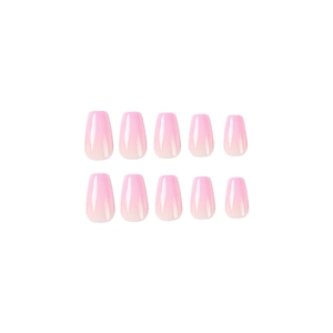 Pink gradient short ballerina press-on nails set with 10 pieces on white background