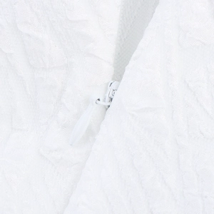 White jacquard dress with textured embossed fabric and high-quality invisible zipper