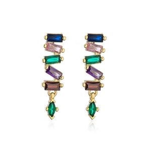 Elegante vergoldete 18K Quasten-Ohrhänger mit bunten Zirkon-Schmetterlingssteinen