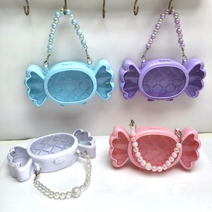 Snoep Vorm Sieradendoos Handtas Met Kunstparelgreep Plastic Glitter Stofdicht Draagbaar Voor Meisjes Vrouwen