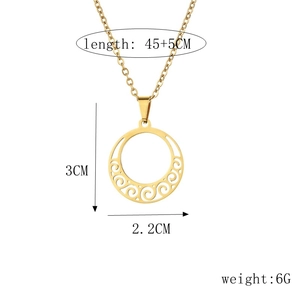 Detailed size chart for golden stainless steel necklace with hollow spiral pendant