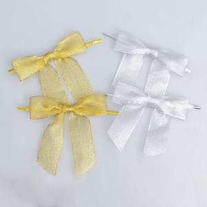 Nœuds pailletés métalliques or et argent pour emballage cadeau et décorations de Noël
