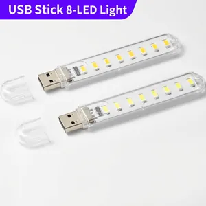 Portable USB LED Light Stick Mini Night Light High Brightness Transparent Plastic For Laptop Power Bank Reading Lighting