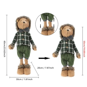 Detail of telescopic legs on Christmas teddy bear showing height from 50cm to 60cm