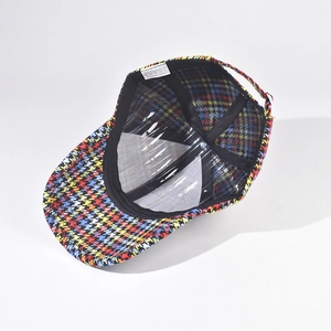 Classic plaid PU baseball cap for men and women featuring colorful checkered pattern