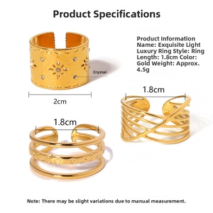 Macro detail of French court style irregular gold rings showing inner diameter measurement