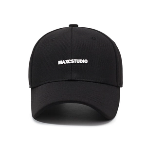 Casquette de baseball en coton noir classique avec logo MAXCSTUDIO blanc pour hommes et femmes