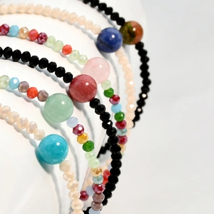 Handmade Y2K colorful agate and amazonite beaded necklace set with natural crystal stones