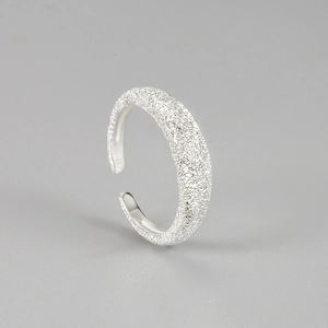 S925 Argento Sterling Smerigliato Scintillante Anello Aperto Cielo Stellato Galassia Regolabile Minimalista Gioielli di Moda Donna