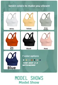 Detail view of seamless sports bras in seven vibrant colors for fitness and running