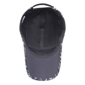 Quick-dry dark grey camouflage baseball cap with breathable interior and adjustable strap