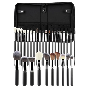 Professional 30-piece makeup brush set with black travel case and premium synthetic bristles