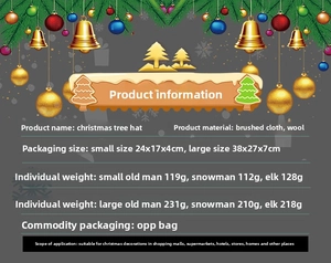 Detailed size specifications for felt Christmas tree toppers in Santa and snowman designs