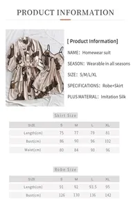 Size chart for leopard print satin two-piece sleepwear set showing S to XL measurements