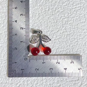 Zircon pearl cherry pendant for jewelry making shown with metric ruler for sizing
