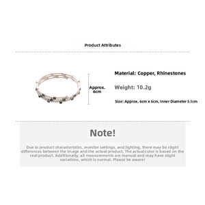Detailed specs of silver three-layer zircon bangle showing weight 10.2g and 6cm diameter