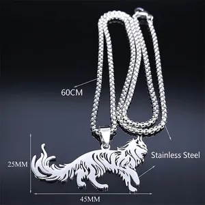 Stainless steel wolf head pendant necklace with 60cm box chain for men and women