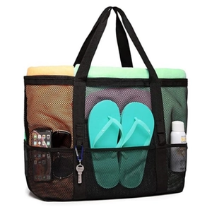 Sac De Plage En Filet Nylon Grande Capacité Plusieurs Poches Sac À Main Pour Voyage Natation Sport Extérieur