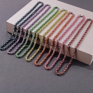 Byzantine Chain Necklace Stainless Steel Colorful Painted Punk Hip Hop Streetwear Jewelry For Men Women