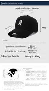 Size chart showing baseball cap dimensions and head circumference measurement guide