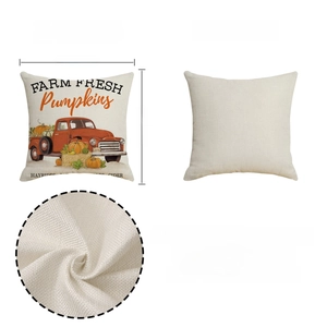 Fodera per cuscino autunnale con zucca e camion 45x45 cm per decorazione divano