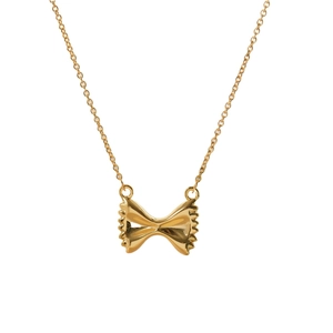 Elegant gold bow pendant necklace with polished finish on a delicate chain for women