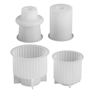 Set of 4 geometric striped and wave pattern silicone molds for DIY resin candle holders