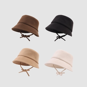 Chapeau Bob Enfant Mélange De Coton Sommet Plat Large Bord Avec Mentonnière Style Japonais Chapeau De Soleil Automne Filles