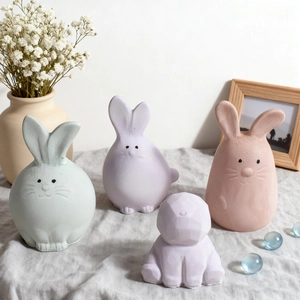 DIY rabbit candle silicone molds in pastel colors for heart bunny resin desktop ornaments