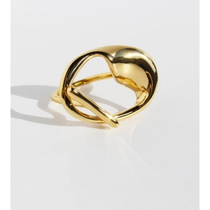 Vintage Brass Gold Plated Twist Ring Sculptural Irregular Adjustable Open Finger Ring Elegant Fashion Jewelry Accessories For Women