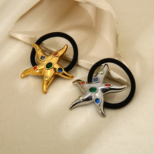 Elastici per capelli a stella marina con strass colorati in finitura oro e argento