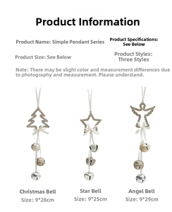 Nordic glitter Christmas ornaments with bells in tree, star and angel shapes