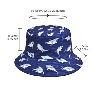 Bob réversible à motif requin avec guide des tailles incluant 56-58 cm de tour de tête