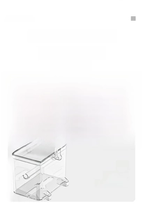 Detail view of transparent wall-mount tissue holder with rounded edges and support buckle