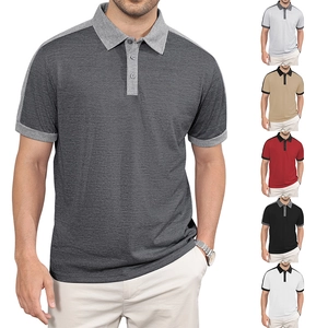 Polo Homme Manches Courtes Bloc De Couleur Bordure Contrastée Business Casual Été Haut En Polyester Respirant