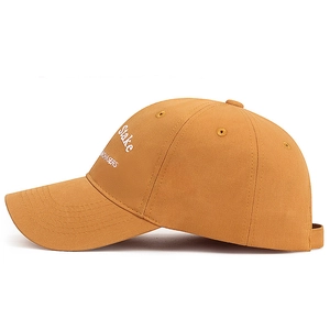 Classic mustard yellow cotton baseball cap with white Stake embroidery for sports