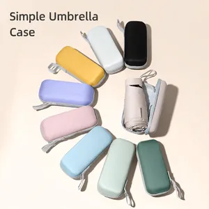 Flat six-fold mini travel umbrella with colorful macaron hard shells and UV protection
