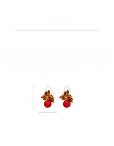 Detail view of floral leopard print earrings with dimensions 8.5cm by 4cm on white backdrop
