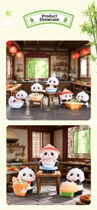 Detailed view of cute panda figurines in traditional Chinese kitchen miniature scenes