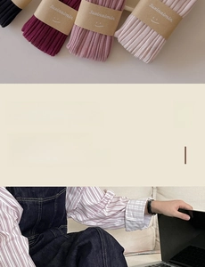Detail of high-elastic ribbed cotton crew socks in purple and pink with snug fit