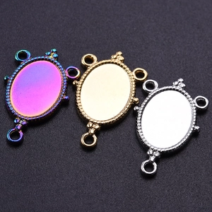 Oval 304 stainless steel pendants in gold silver and iridescent finish for DIY jewelry
