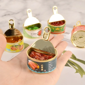Miniature realistic canned food model set including caviar and fish for dollhouses