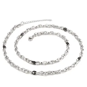 Kaffeebohnen Gliederkette Halskette Armband 316L Edelstahl Schweinenase Geometrisch Für Herren Damen Hip Hop Schmuck