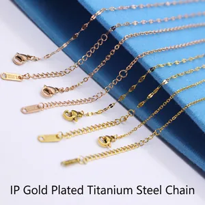 Titanium steel cable chain necklace in 18K gold and rose gold finish with lobster clasp