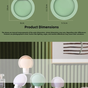Size chart for 60ml and 90ml silicone travel bottles showing height and width details