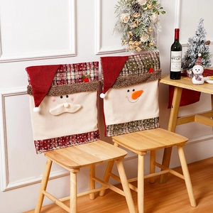 Christmas Santa and Snowman chair covers set for festive dining room seat decorations