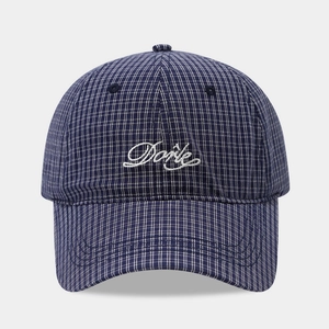 Classic blue and white checkered baseball cap featuring white Donic letter embroidery