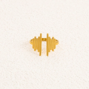 Minimalist 18K gold plated stainless steel ring with hammered texture and open design