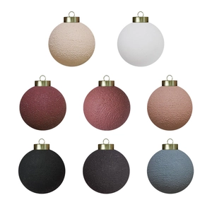 Set of 8 textured matte 8cm Christmas ball ornaments in earthy Morandi color palette