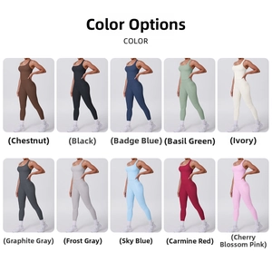 Detailed grid showing ten color options for the high-stretch yoga top and leggings set